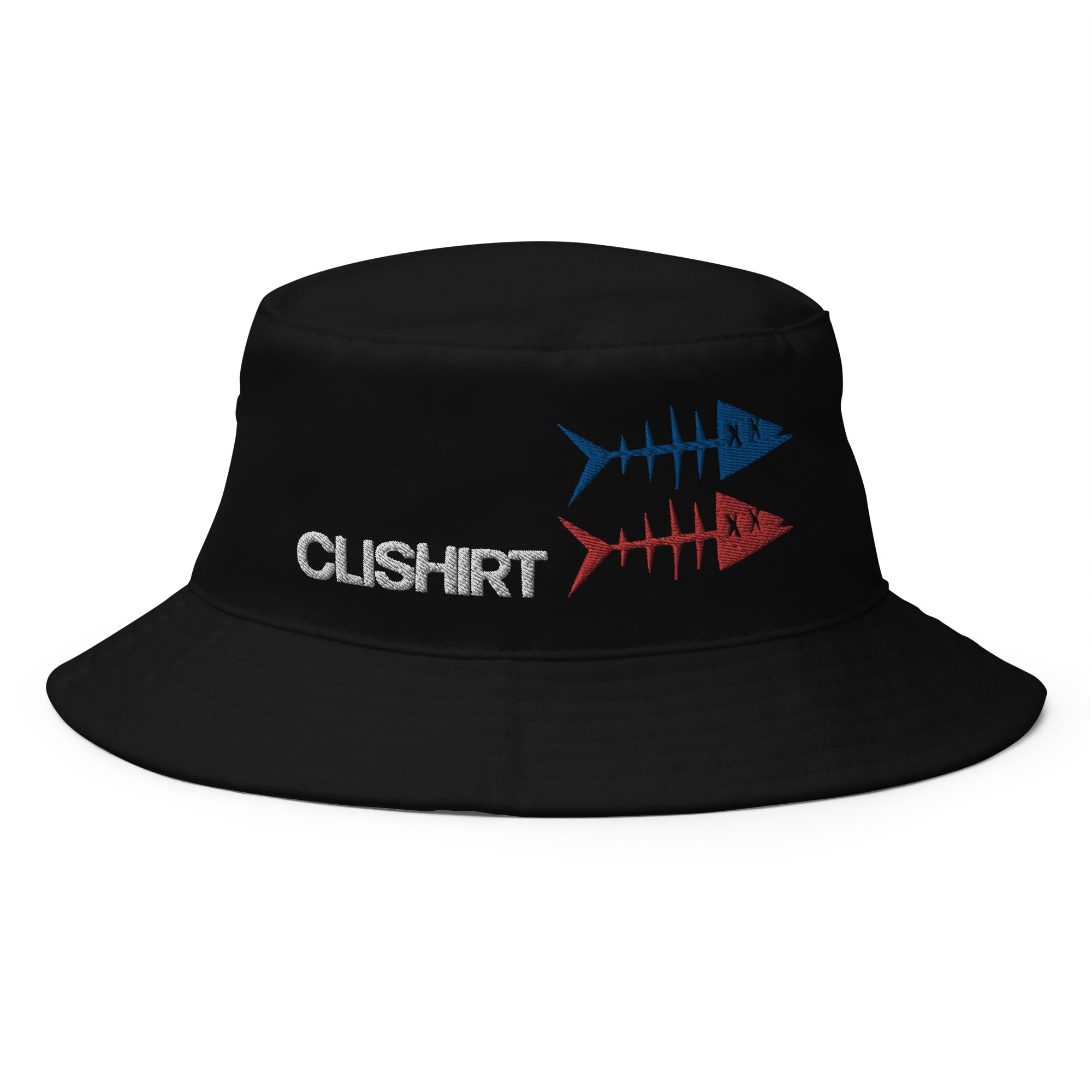 Clishirt© Embroidered Blue Red Fish Bucket Hat