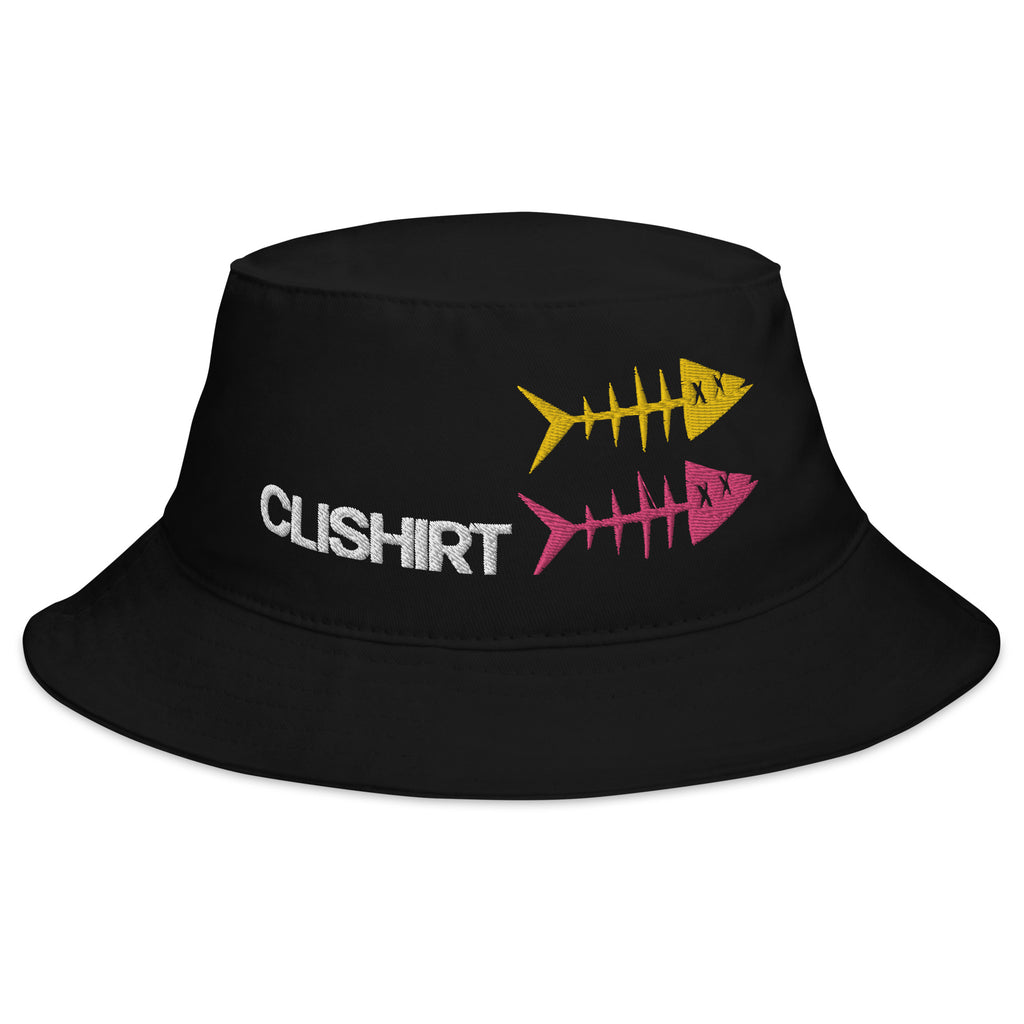 Clishirt© Embroidered Yellow Magenta Fish Bucket Hat