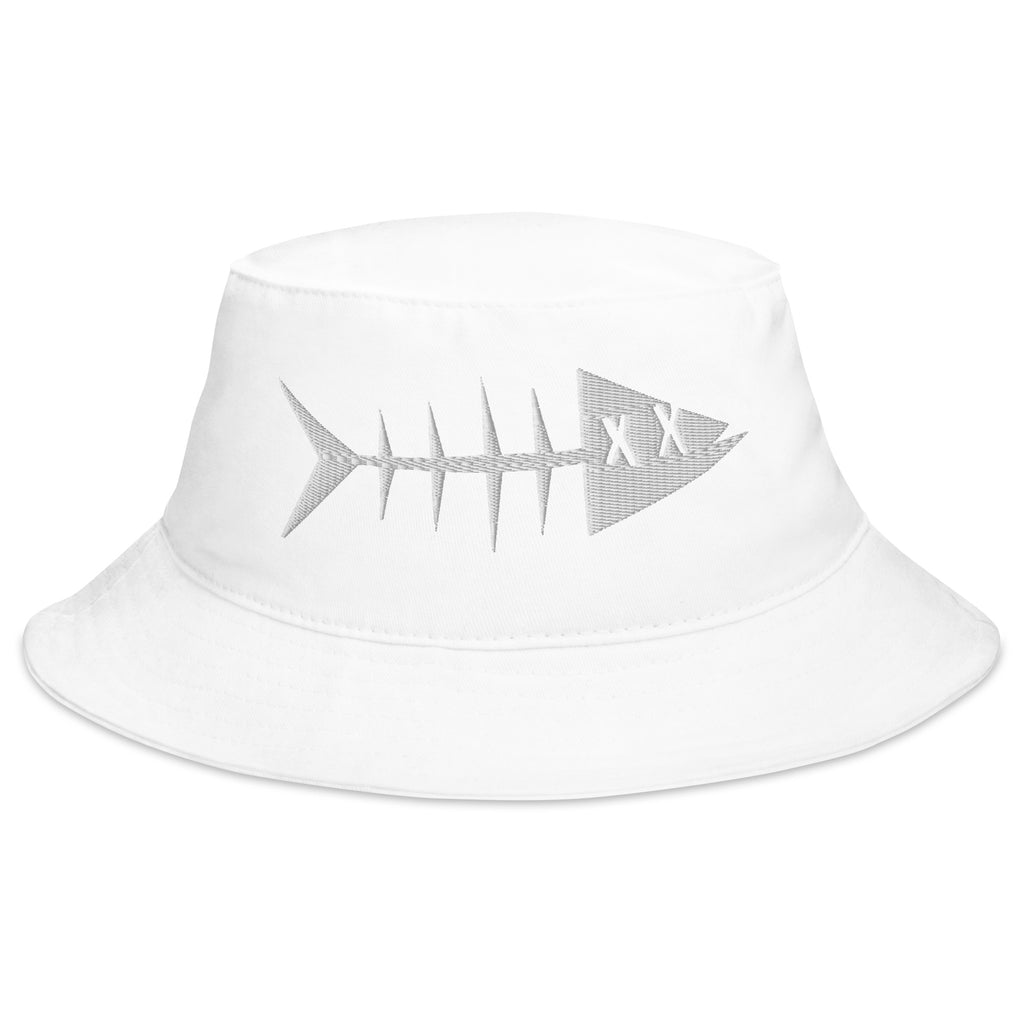 Clishirt© Embroidered White Fish Bucket Hat