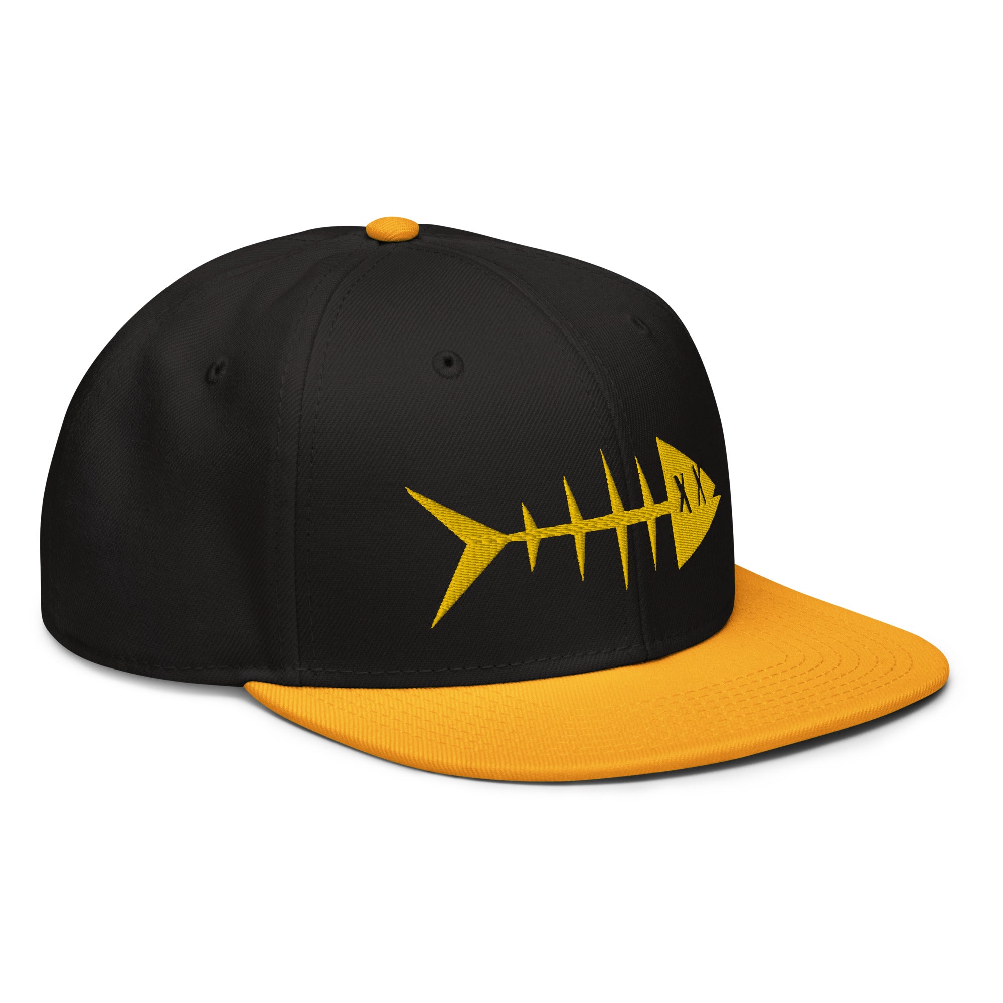 Clishirt© 3D Puff Embroidered Yellow Fish Snapback Hat