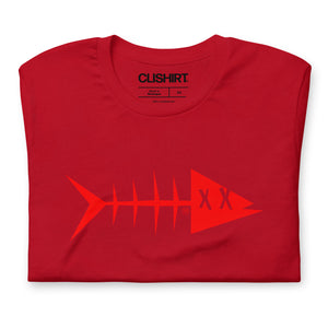 Clishirt© Red Fish Unisex on Red t-shirt