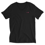 Clishirt© Embroidered Magenta Fish Unisex Short Sleeve V-Neck T-Shirt