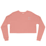 Clishirt© White Fish Embroidered Dusty Pink Crop Sweatshirt