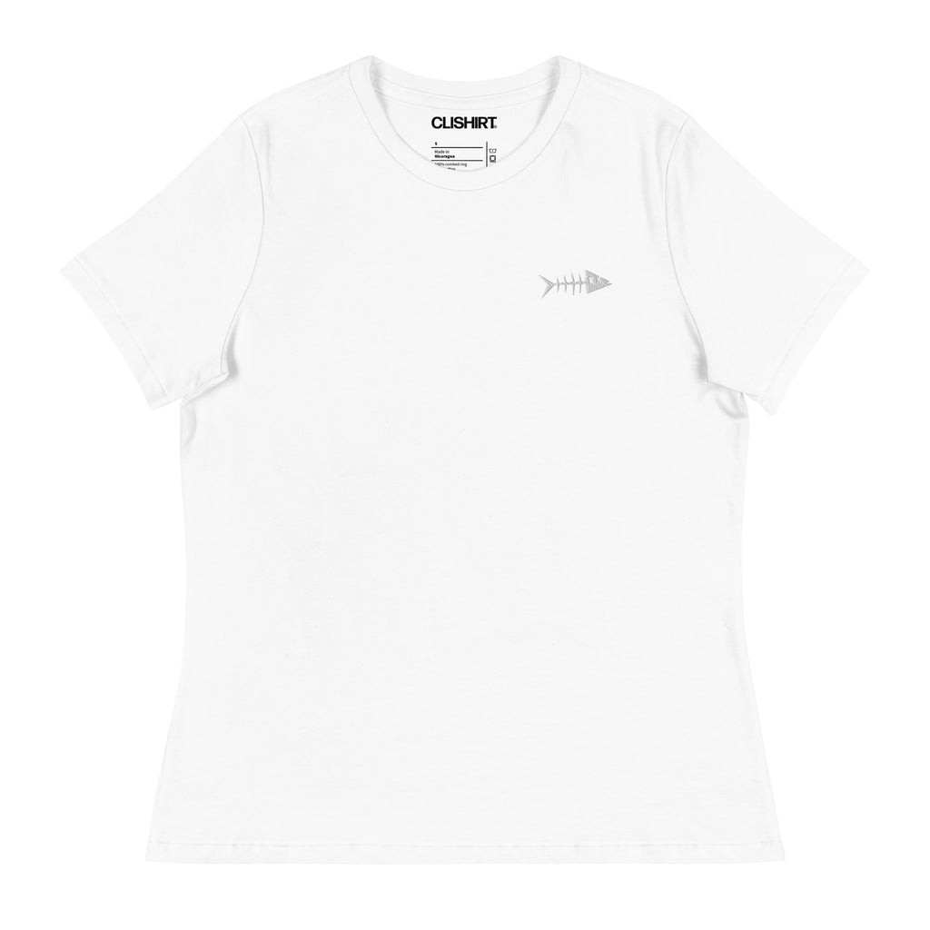 Clishirt© Embroidered White Fish Women's Relaxed T-Shirt